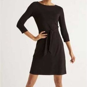Boden Sylvia Marion Black Casual Jersey Dress Minimalist Noir Dark Academia